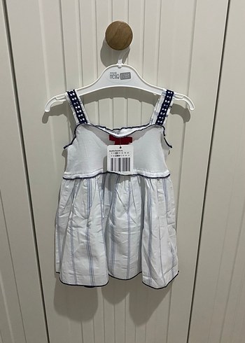 Kız Çocuk Beyaz Nakışlı Askılı Elbise - Görsel 2