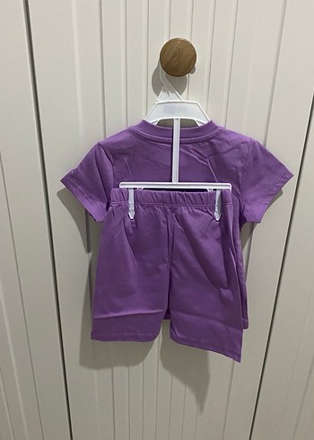 Kız Çocuk Mor Baskılı Kısa Kollu Tişört - Görsel 2