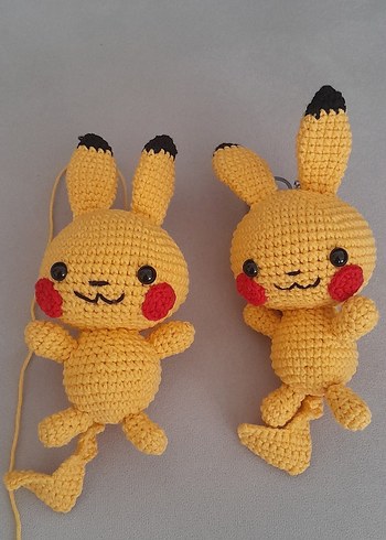 Sarı Pikachu Örgü Anahtarlık Peluş Oyuncak - Görsel 2