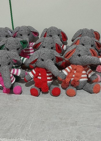 Renkli Atkılı Gri Fil Peluş Oyuncak - Görsel 2