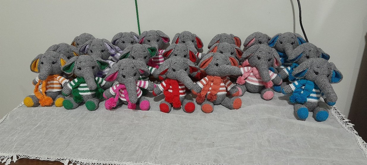Renkli Atkılı Gri Fil Peluş Oyuncak - Görsel 2