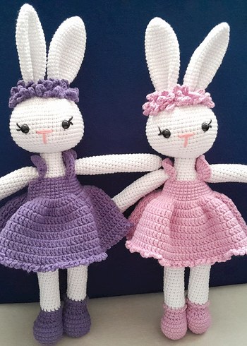 Renkli Örgü Tavşan Bebekler - Görsel 4