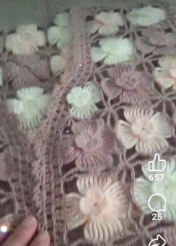 Çiçek Desenli Örgü Kadın Yelek - Görsel 2