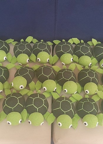 Gri ve haki renkli peluş caretta oyuncak - Görsel 2