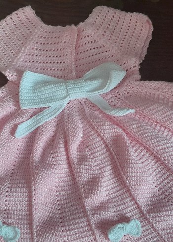 Kız Çocuk Pembe Örgü Elbise - Görsel 2