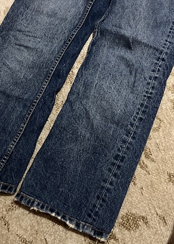 Düğmeli Mavi Kadın Midi Kot Pantolon - Görsel 3