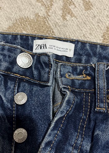 Düğmeli Mavi Kadın Midi Kot Pantolon - Görsel 2