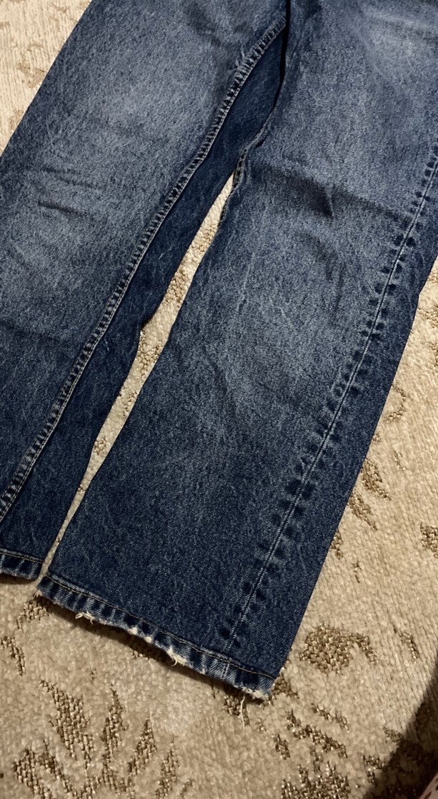 Düğmeli Mavi Kadın Midi Kot Pantolon - Görsel 3