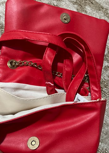 Kırmızı Deri Kadın Çanta Fermuarlı - Görsel 2