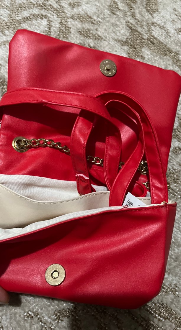 Kırmızı Deri Kadın Çanta Fermuarlı - Görsel 2