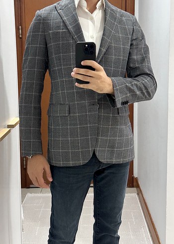 Cacharel Gri Ekose Desenli Erkek Ceket - Görsel 2