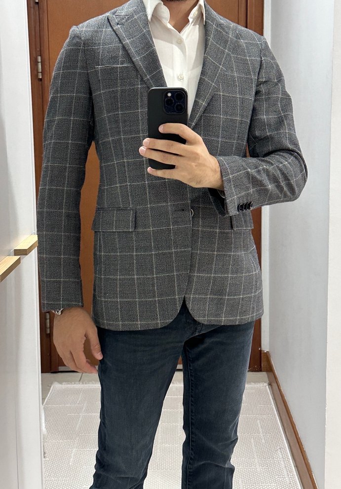 Cacharel Gri Ekose Desenli Erkek Ceket - Görsel 2