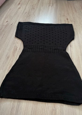 Siyah Kısa Kollu Mini Triko süveter - Görsel 3