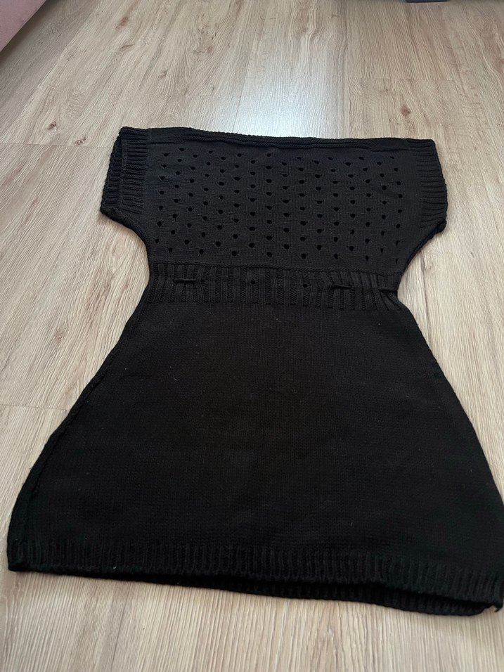 Siyah Kısa Kollu Mini Triko süveter - Görsel 3