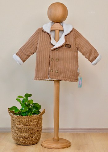 Kahverengi Düğmeli Erkek Çocuk triko ceket - Görsel 2