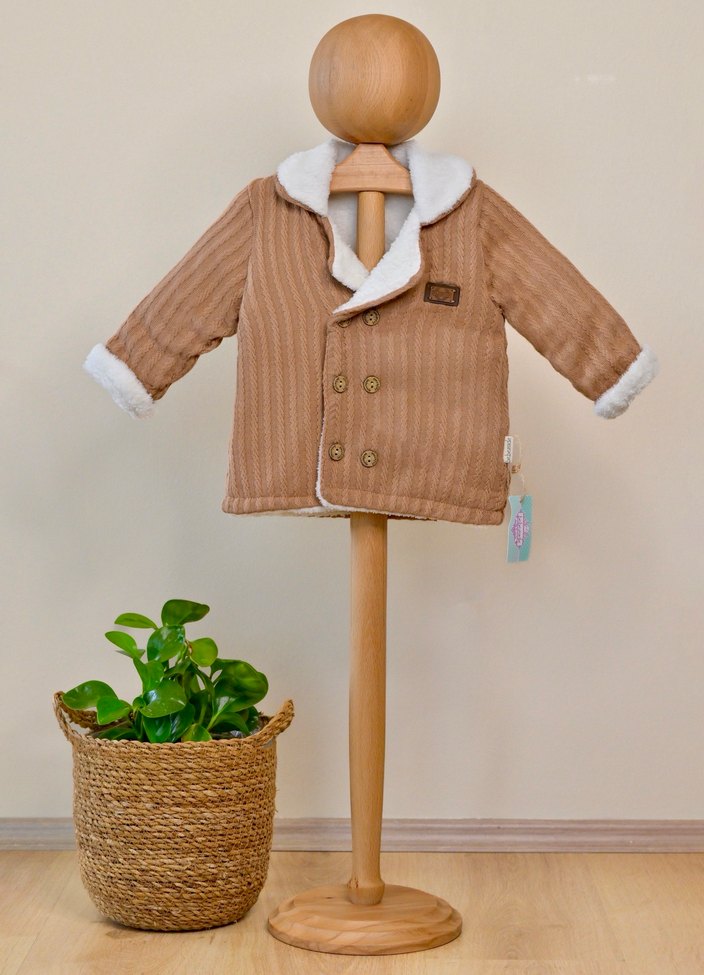 Kahverengi Düğmeli Erkek Çocuk triko ceket - Görsel 2
