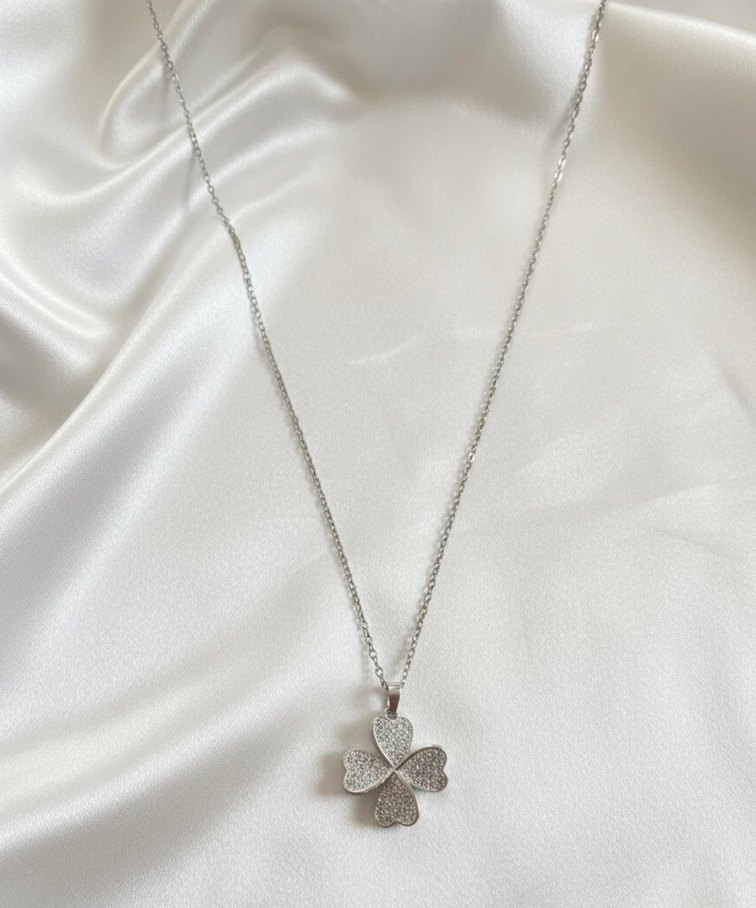 Altın Renkli Zincir Detaylı Çiçekli Midi Kolye - Görsel 2