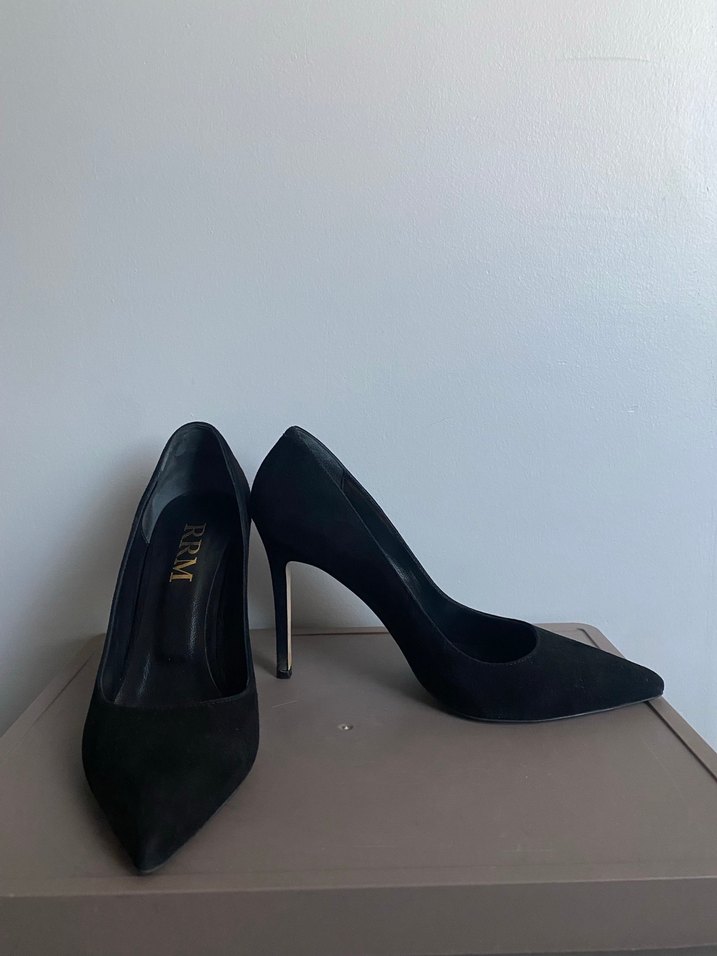 Siyah Süet Tokalı Stiletto - Görsel 4