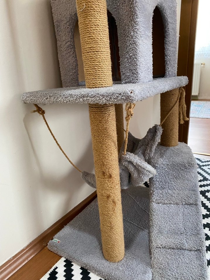 Gri Çok Katlı Kedi Tırmalama ve Oyun Evi - Görsel 2