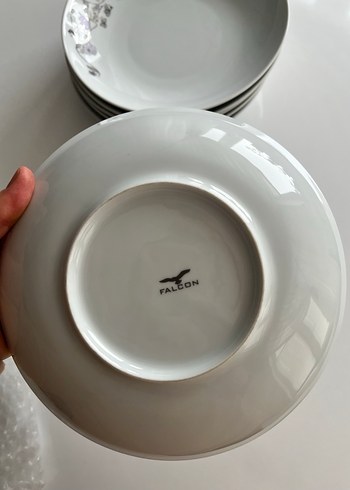 Mor Detaylı Gri Porselen Yemek Tabağı Seti - Görsel 3