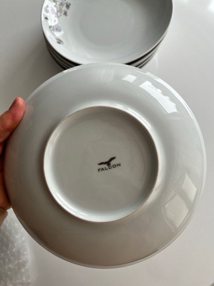 Mor Detaylı Gri Porselen Yemek Tabağı Seti - Görsel 3