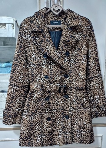 Leopar Desenli Düğmeli Midi Kadın Kaban - Görsel 3