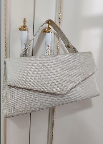 Gri Yılan Desenli Zincir Detaylı Kadın Clutch - Görsel 2