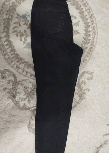 Siyah Kadın Denim Midi Pantolon Velcro - Görsel 2