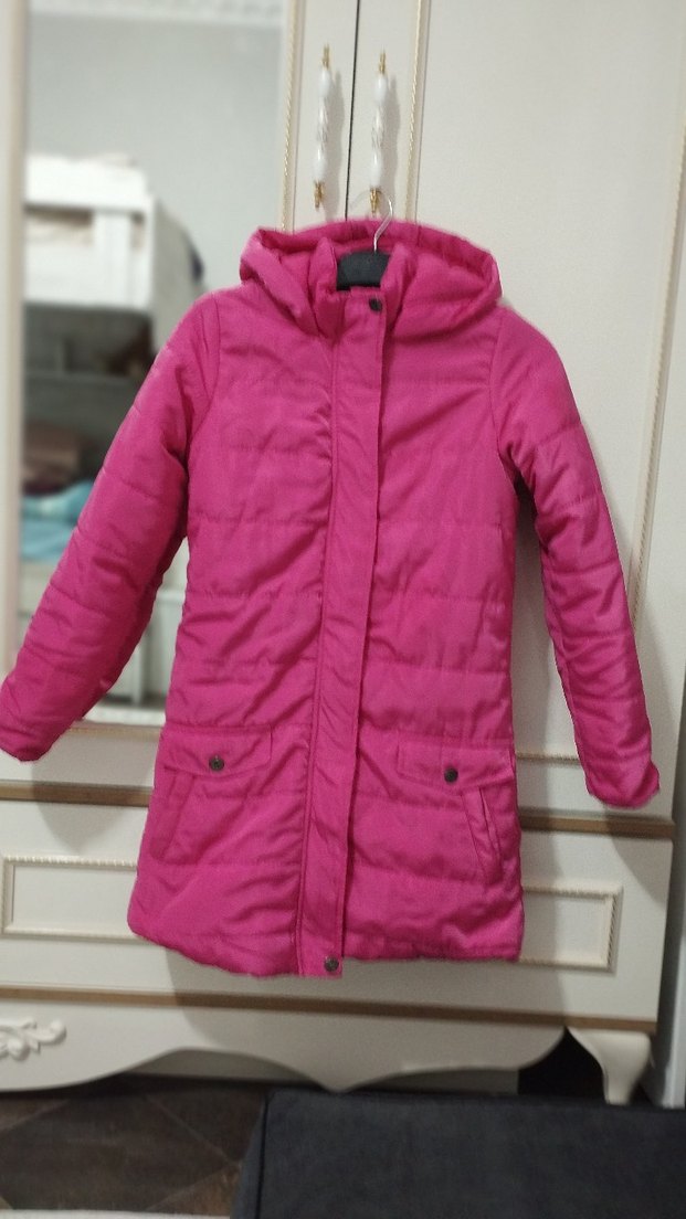 Kız Çocuk Koyu Pembe Kapüşonlu Kaban - Görsel 2