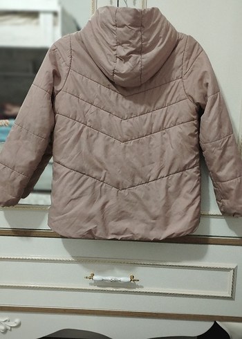 Bej Kapüşonlu Kız Çocuk Montu - Görsel 3