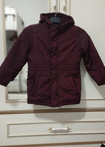 Bordo kız çocuk Düğmeli Mont - Görsel 2