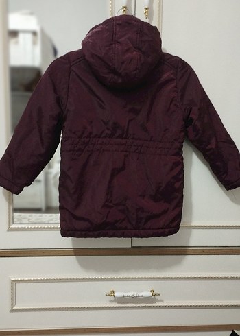 Bordo kız çocuk Düğmeli Mont - Görsel 4