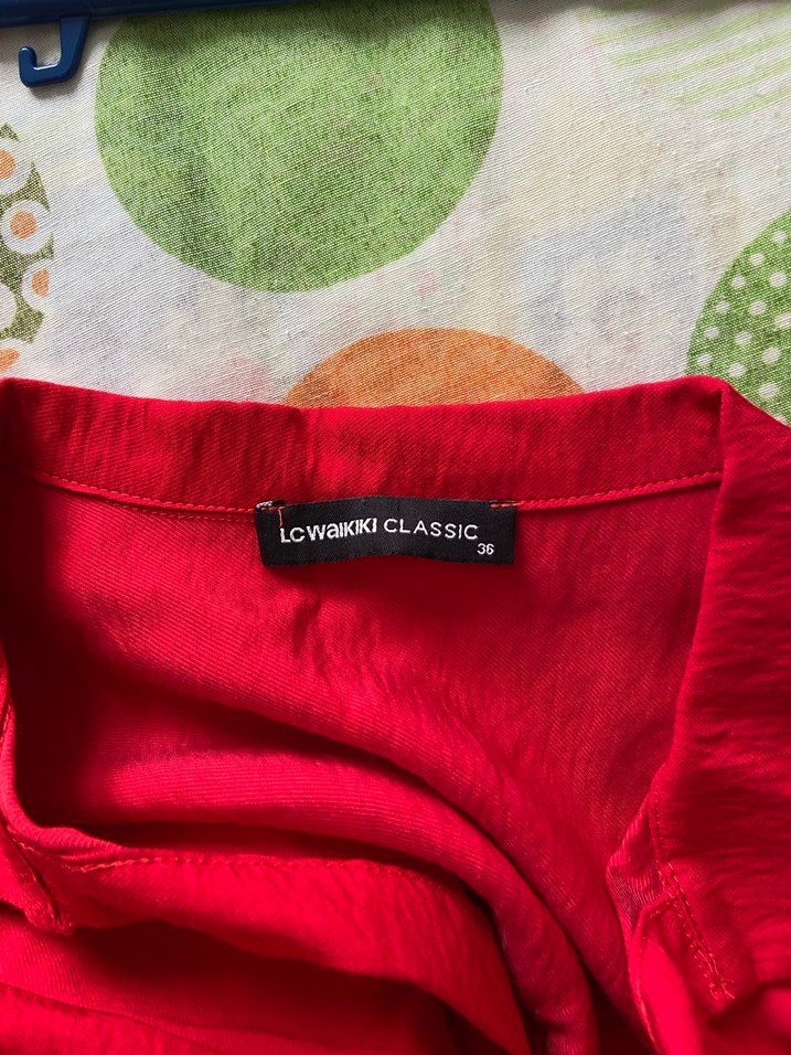 Kırmızı Midi Keten Elbise - Görsel 3