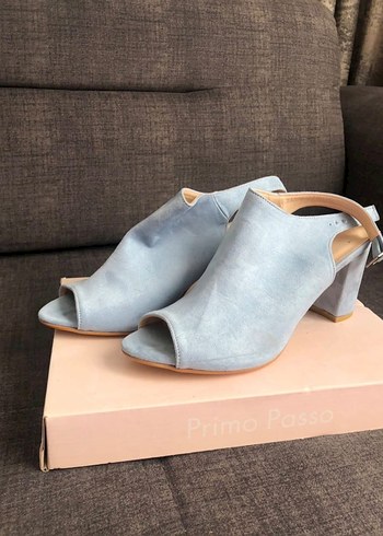 Mavi Süet Kadın Dolgu Topuklu Sandalet - Görsel 2