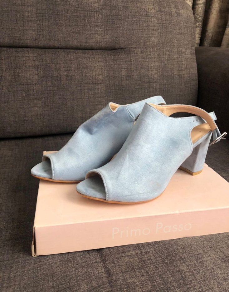 Mavi Süet Kadın Dolgu Topuklu Sandalet - Görsel 2