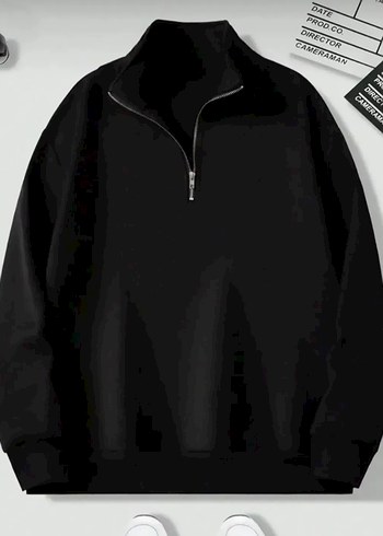 Kadın Kırmızı Fermuarlı Yarım Boğazlı Sweatshirt - Görsel 2