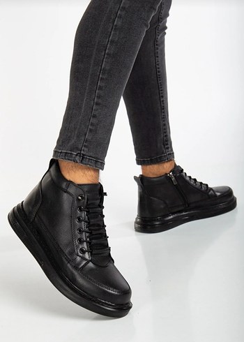 Siyah Bağcıklı Erkek Street Style Bot - Görsel 2