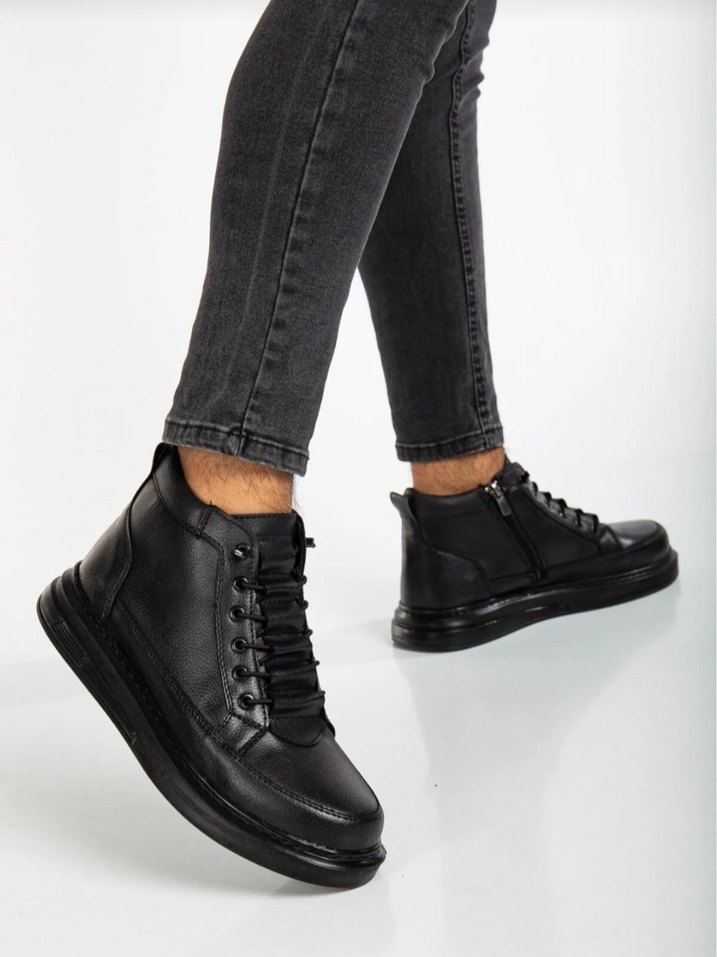 Siyah Bağcıklı Erkek Street Style Bot - Görsel 2