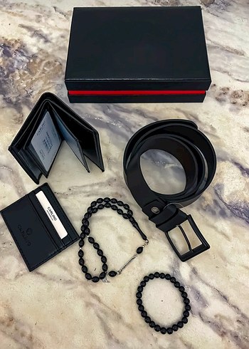 Yeşil Kadranlı Siyah Erkek Saat Seti - Görsel 3