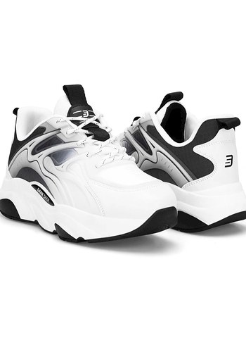 dark SEER Beyaz Gri Bağcıklı Kadın Spor Ayakkabı - Görsel 2