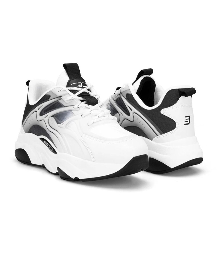 dark SEER Beyaz Gri Bağcıklı Kadın Spor Ayakkabı - Görsel 2