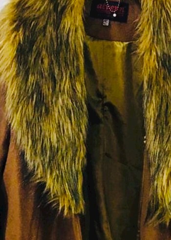 Kürklü Yaka Bağlamalı Kadın Kaban - Görsel 7