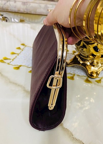 Bordo Deri Tokalı Kadın Portföy Çanta - Görsel 5