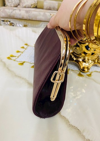 Bordo Deri Tokalı Kadın Portföy Çanta - Görsel 7