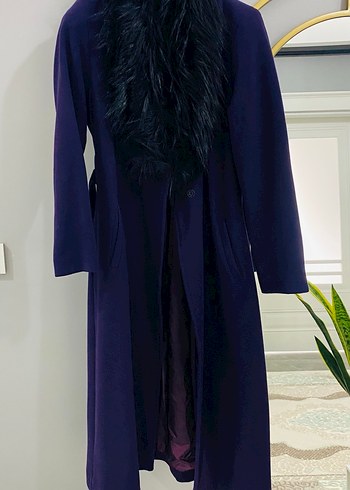 Kürklü Yaka Detaylı Mor Kaban - Görsel 3