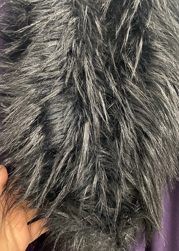 Kürklü Yaka Detaylı Mor Kaban - Görsel 13