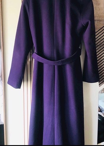 Kürklü Yaka Detaylı Mor Kaban - Görsel 4