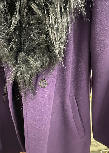 Kürklü Yaka Detaylı Mor Kaban - Görsel 11