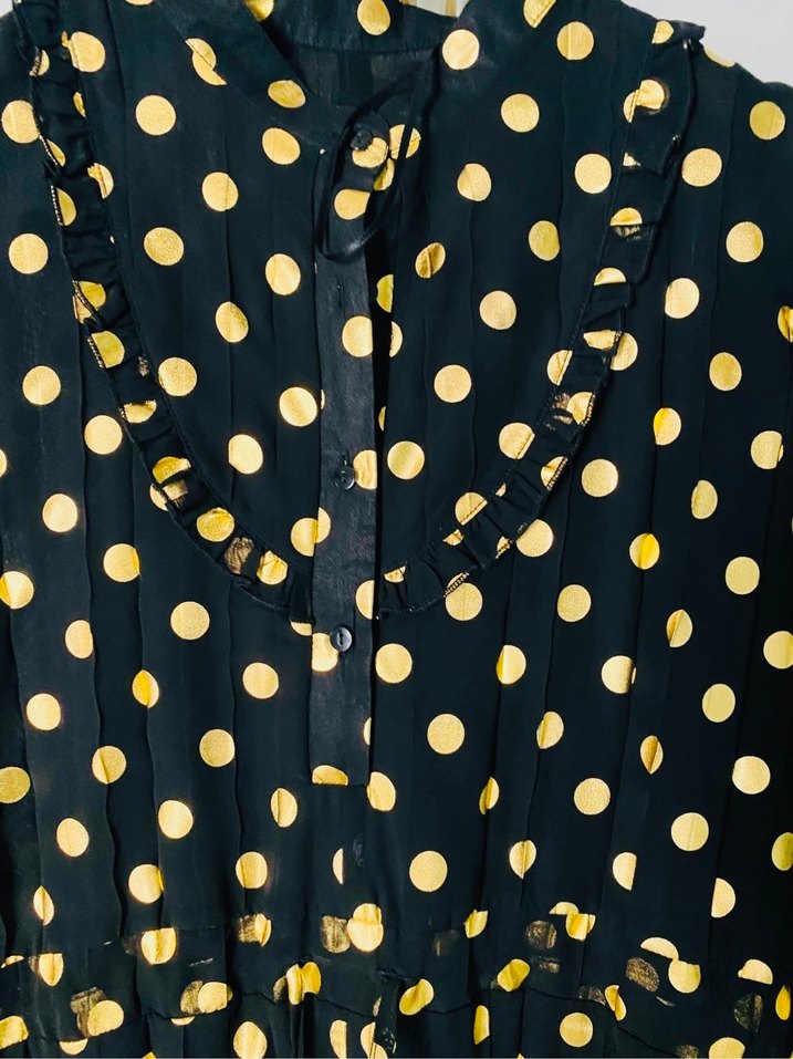 Altın Puantiyeli Uzun Kollu Kadın Elbise - Görsel 5