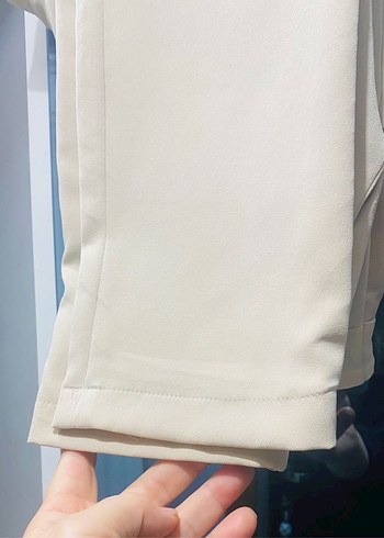 Krem renk Midi Kadın Kumaş Pantolon - Görsel 2